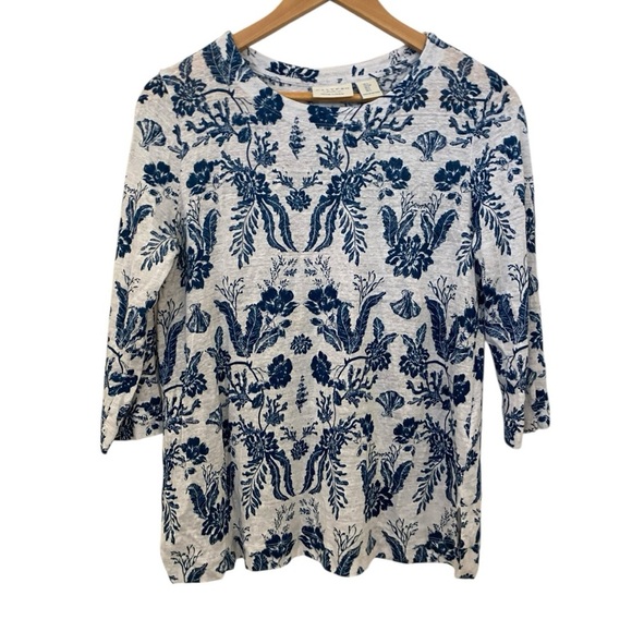 Calypso St Barth Womwns 100% Linen Floral Casual Shirt - Picture 5 of 6